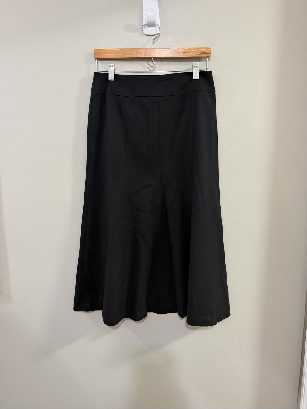 Talbots Petite Black Wool Flared Panel Midi Skirt - Size 6
